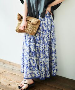 le.coeur blanc / ルクールブラン ロング・マキシ丈スカート | 《手洗い可能》Fanaka別注バイカラーフラワースカート