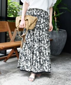 le.coeur blanc / ルクールブラン ロング・マキシ丈スカート | 《手洗い可能》Fanaka別注バイカラーフラワースカート