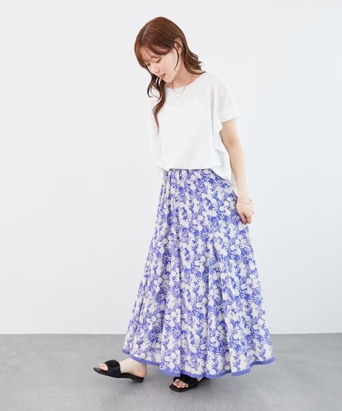 le.coeur blanc / ルクールブラン ロング・マキシ丈スカート | 《手洗い可能》Fanaka別注バイカラーフラワースカート | 詳細10