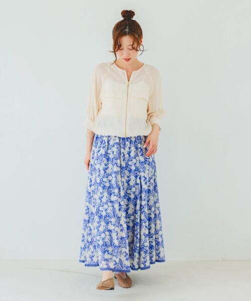 le.coeur blanc / ルクールブラン ロング・マキシ丈スカート | 《手洗い可能》Fanaka別注バイカラーフラワースカート | 詳細11