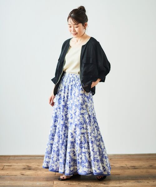 le.coeur blanc / ルクールブラン ロング・マキシ丈スカート | 《手洗い可能》Fanaka別注バイカラーフラワースカート | 詳細13