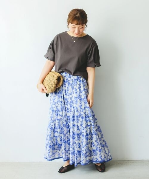 le.coeur blanc / ルクールブラン ロング・マキシ丈スカート | 《手洗い可能》Fanaka別注バイカラーフラワースカート | 詳細14