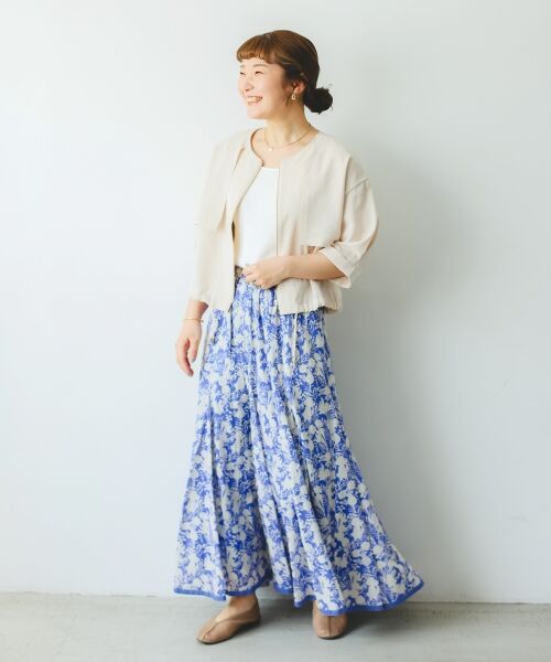 le.coeur blanc / ルクールブラン ロング・マキシ丈スカート | 《手洗い可能》Fanaka別注バイカラーフラワースカート | 詳細15