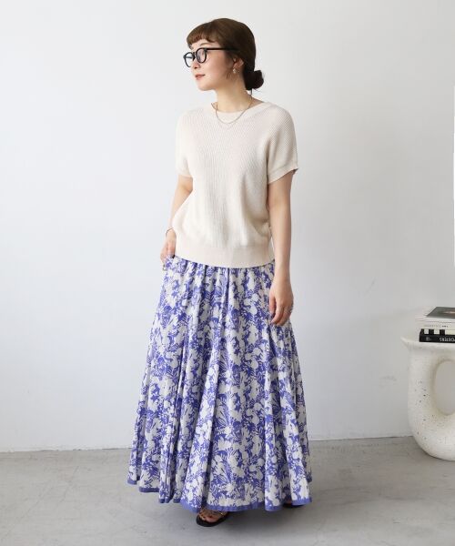 le.coeur blanc / ルクールブラン ロング・マキシ丈スカート | 《手洗い可能》Fanaka別注バイカラーフラワースカート | 詳細16