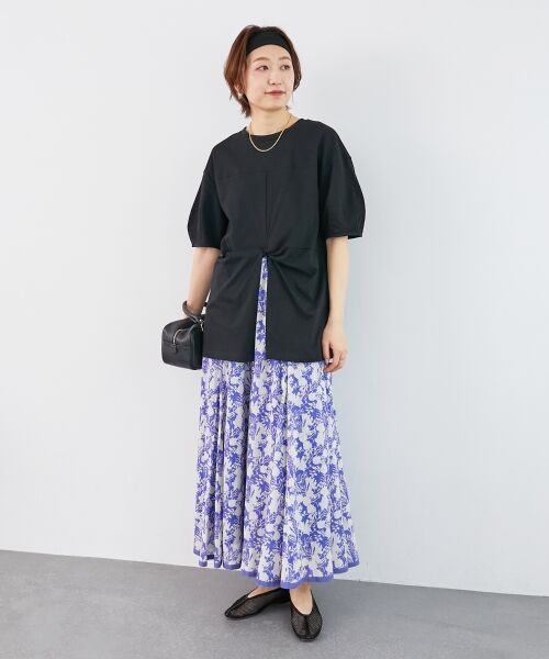 le.coeur blanc / ルクールブラン ロング・マキシ丈スカート | 《手洗い可能》Fanaka別注バイカラーフラワースカート | 詳細17