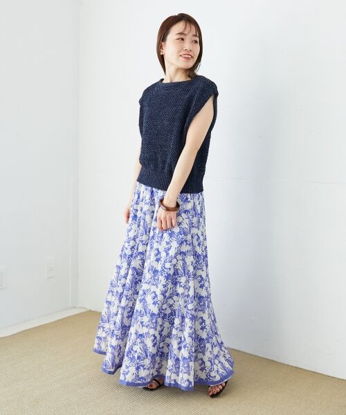 le.coeur blanc / ルクールブラン ロング・マキシ丈スカート | 《手洗い可能》Fanaka別注バイカラーフラワースカート | 詳細18