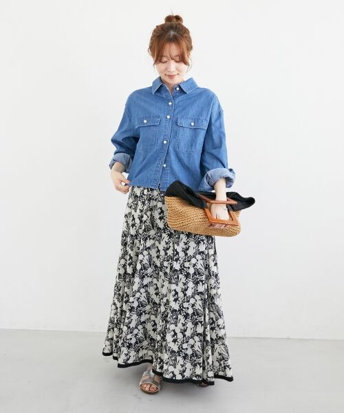 le.coeur blanc / ルクールブラン ロング・マキシ丈スカート | 《手洗い可能》Fanaka別注バイカラーフラワースカート | 詳細27