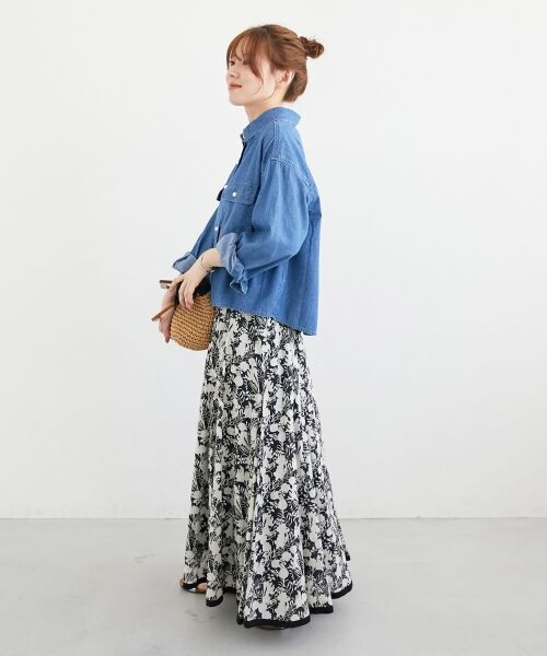 le.coeur blanc / ルクールブラン ロング・マキシ丈スカート | 《手洗い可能》Fanaka別注バイカラーフラワースカート | 詳細28