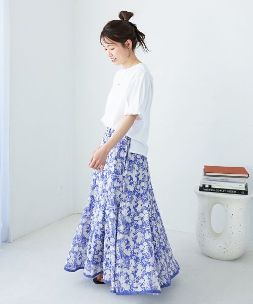 le.coeur blanc / ルクールブラン ロング・マキシ丈スカート | 《手洗い可能》Fanaka別注バイカラーフラワースカート | 詳細5