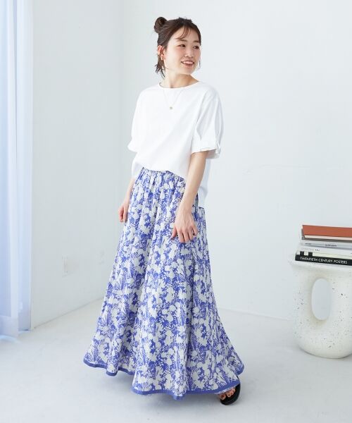 le.coeur blanc / ルクールブラン ロング・マキシ丈スカート | 《手洗い可能》Fanaka別注バイカラーフラワースカート | 詳細8