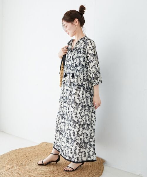 le.coeur blanc / ルクールブラン ロング・マキシ丈ワンピース | Fanaka別注バイカラーフラワーワンピース | 詳細16
