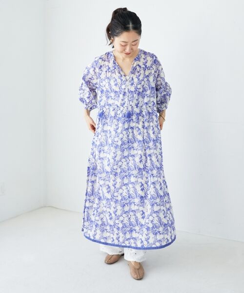 le.coeur blanc / ルクールブラン ロング・マキシ丈ワンピース | Fanaka別注バイカラーフラワーワンピース | 詳細2