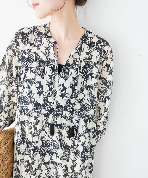 le.coeur blanc / ルクールブラン ロング・マキシ丈ワンピース | Fanaka別注バイカラーフラワーワンピース | 詳細23