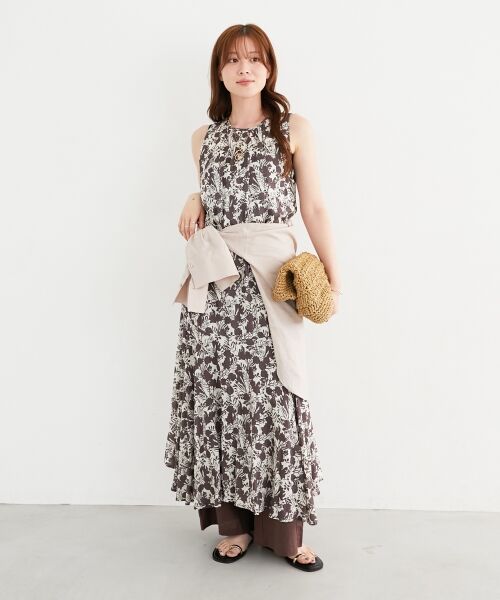 le.coeur blanc / ルクールブラン ロング・マキシ丈ワンピース | 《手洗い可能》Fanakaフラワーノースリワンピース | 詳細3