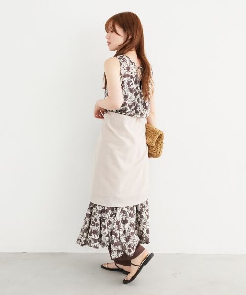 le.coeur blanc / ルクールブラン ロング・マキシ丈ワンピース | 《手洗い可能》Fanakaフラワーノースリワンピース | 詳細7
