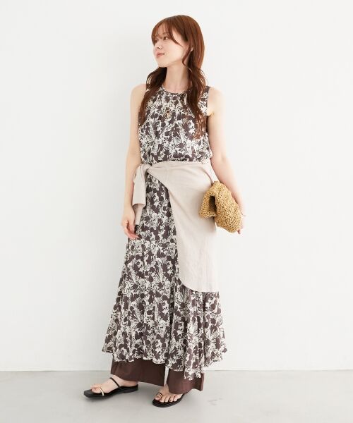 le.coeur blanc / ルクールブラン ロング・マキシ丈ワンピース | 《手洗い可能》Fanakaフラワーノースリワンピース | 詳細8