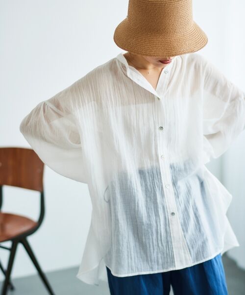 le. coeur blanc/ルクールブラン 《WEB限定アイテム》シアーガーゼバックギャザーシャツ オフ 38 le. coeur blanc/ルクールブラン 《WEB限定アイテム》シアーガーゼバックギャザーシャツ オフ 38