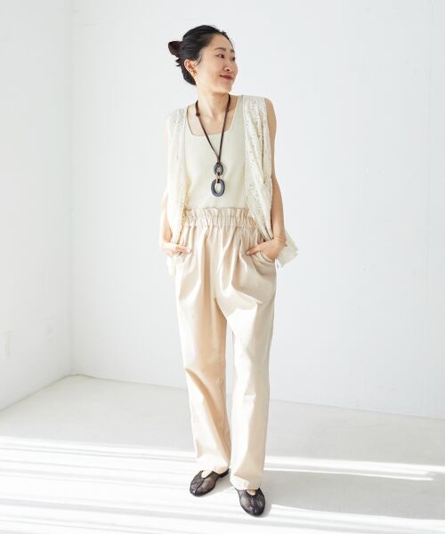 le.coeur blanc / ルクールブラン その他パンツ | 《WEB限定アイテム》コットン麻ドロストイージーパンツ | 詳細1