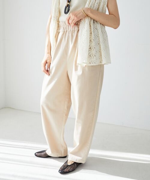 le. coeur blanc/ルクールブラン 《WEB限定アイテム》コットン麻ドロストイージーパンツ ベージュ 38 le. coeur blanc/ルクールブラン 《WEB限定アイテム》コットン麻ドロストイージーパンツ ベージュ 38