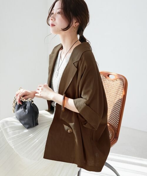 le.coeur blanc / ルクールブラン テーラードジャケット | 《WEB限定アイテム》レーヨン麻ハーフスリーブテーラードジャケット | 詳細14