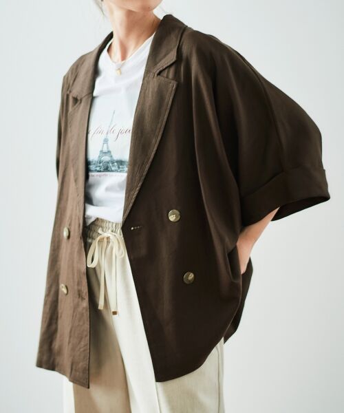 le.coeur blanc / ルクールブラン テーラードジャケット | 《WEB限定アイテム》レーヨン麻ハーフスリーブテーラードジャケット | 詳細7