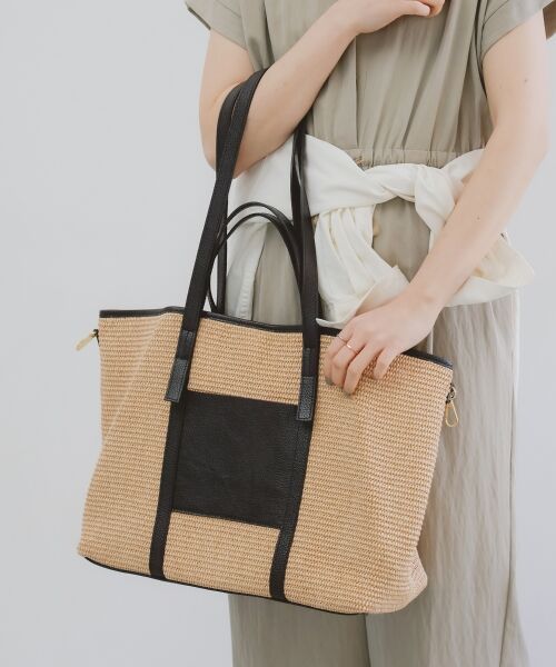 le. coeur blanc/ルクールブラン 《一部店舗/WEB限定》MILLELA FIRENZE ラフィアトートバッグ ブラック FREE le. coeur blanc/ルクールブラン 《一部店舗/WEB限定》MILLELA FIRENZE ラフィアトートバッグ ブラック FREE