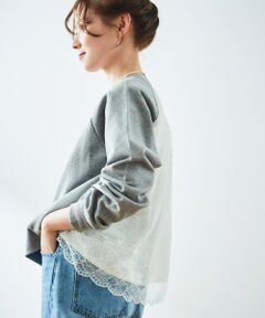 le.coeur blanc / ルクールブラン カットソー | 《手洗い可能》バックレーススウェットプルオーバー