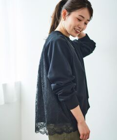 le.coeur blanc / ルクールブラン カットソー | 《手洗い可能》バックレーススウェットプルオーバー