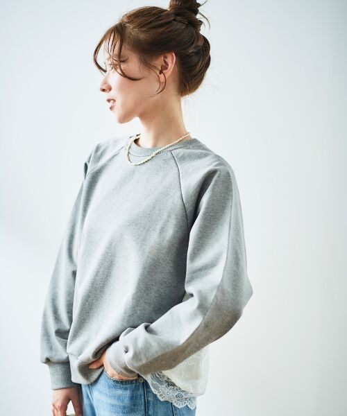 le.coeur blanc / ルクールブラン カットソー | 《手洗い可能》バックレーススウェットプルオーバー | 詳細13