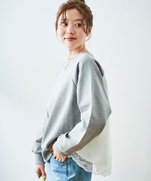 le.coeur blanc / ルクールブラン カットソー | 《手洗い可能》バックレーススウェットプルオーバー | 詳細14