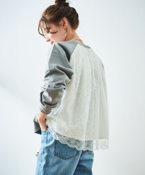 le.coeur blanc / ルクールブラン カットソー | 《手洗い可能》バックレーススウェットプルオーバー | 詳細16