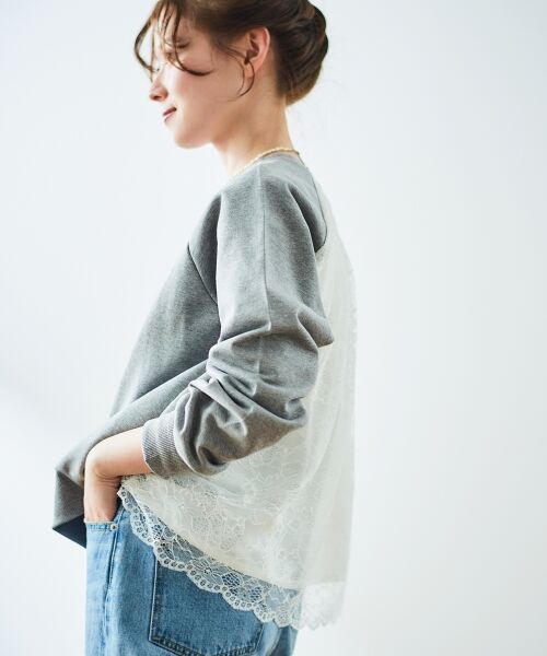 le.coeur blanc / ルクールブラン カットソー | 《手洗い可能》バックレーススウェットプルオーバー | 詳細17