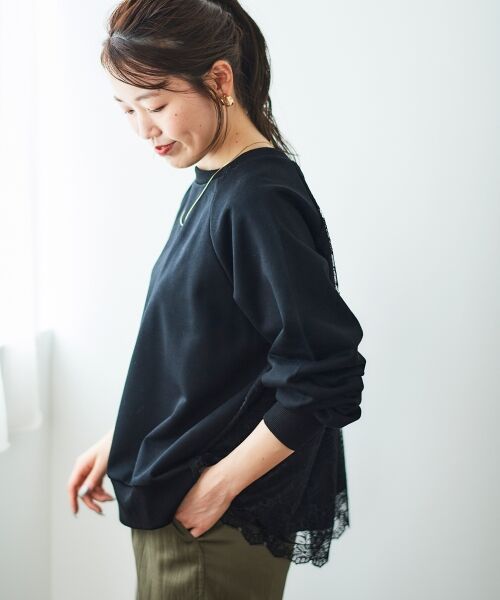 le.coeur blanc / ルクールブラン カットソー | 《手洗い可能》バックレーススウェットプルオーバー | 詳細6