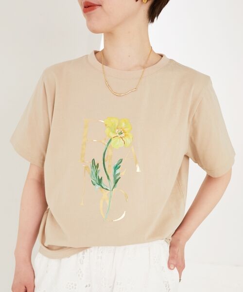 le. coeur blanc/ルクールブラン TOLIGHT×le. coeur blancハクプリントTシャツ ベージュ 38 le. coeur blanc/ルクールブラン TOLIGHT×le. coeur blancハクプリントTシャツ ベージュ 38