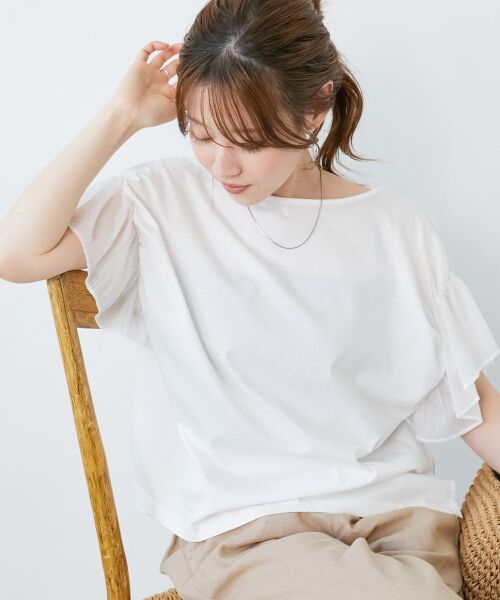 le.coeur blanc / ルクールブラン カットソー | コットンシルケットコンビカットプルオーバー | 詳細12