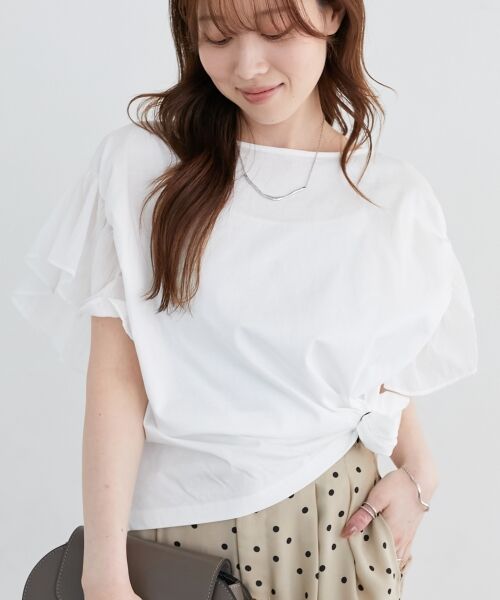 le.coeur blanc / ルクールブラン カットソー | コットンシルケットコンビカットプルオーバー | 詳細2
