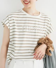 le.coeur blanc / ルクールブラン カットソー | ロゴボーダーフレンチスリーブカットソー