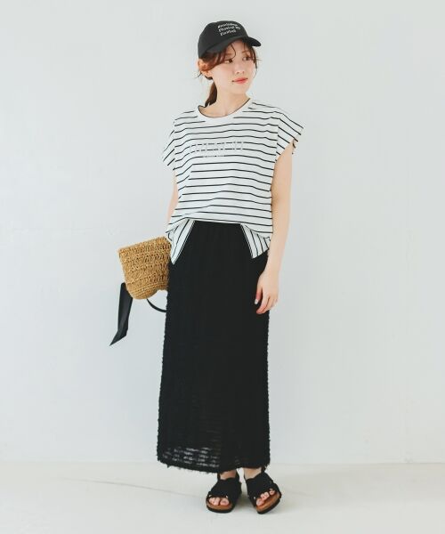 le.coeur blanc / ルクールブラン カットソー | ロゴボーダーフレンチスリーブカットソー | 詳細11