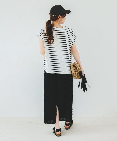 le.coeur blanc / ルクールブラン カットソー | ロゴボーダーフレンチスリーブカットソー | 詳細13