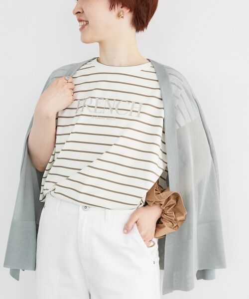 le.coeur blanc / ルクールブラン カットソー | ロゴボーダーフレンチスリーブカットソー | 詳細20