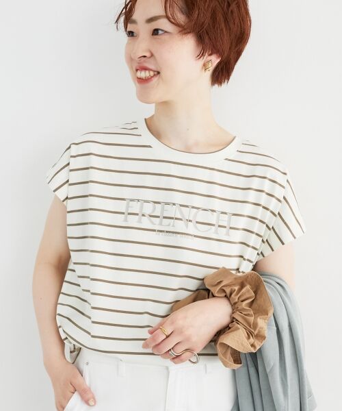 le.coeur blanc / ルクールブラン カットソー | ロゴボーダーフレンチスリーブカットソー | 詳細21