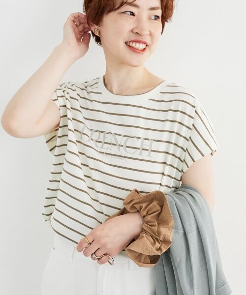 le.coeur blanc / ルクールブラン カットソー | ロゴボーダーフレンチスリーブカットソー | 詳細23