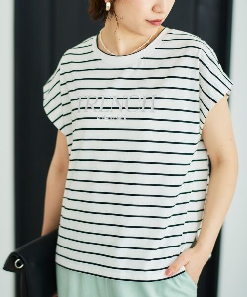 le.coeur blanc / ルクールブラン カットソー | ロゴボーダーフレンチスリーブカットソー | 詳細4