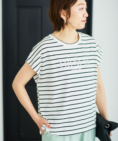 le.coeur blanc / ルクールブラン カットソー | ロゴボーダーフレンチスリーブカットソー | 詳細6