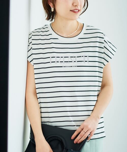 le.coeur blanc / ルクールブラン カットソー | ロゴボーダーフレンチスリーブカットソー | 詳細8