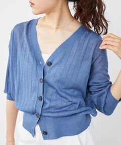 le.coeur blanc / ルクールブラン カーディガン・ボレロ | 《手洗い可能》シアーワイドリブラメVカーディガン