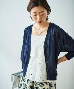 le.coeur blanc / ルクールブラン カーディガン・ボレロ | 《手洗い可能》シアーワイドリブラメVカーディガン