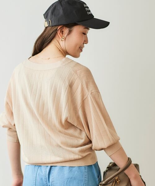 le.coeur blanc / ルクールブラン カーディガン・ボレロ | 《手洗い可能》シアーワイドリブラメVカーディガン | 詳細13