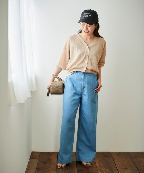 le.coeur blanc / ルクールブラン カーディガン・ボレロ | 《手洗い可能》シアーワイドリブラメVカーディガン | 詳細14