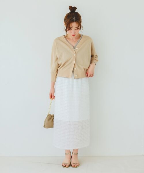 le.coeur blanc / ルクールブラン カーディガン・ボレロ | 《手洗い可能》シアーワイドリブラメVカーディガン | 詳細21